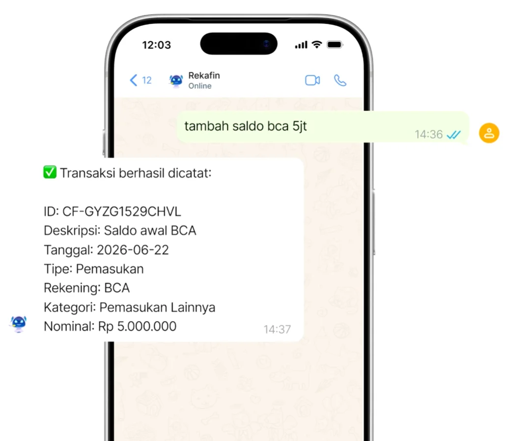 Demo penggunaan Rekafin melalui WhatsApp